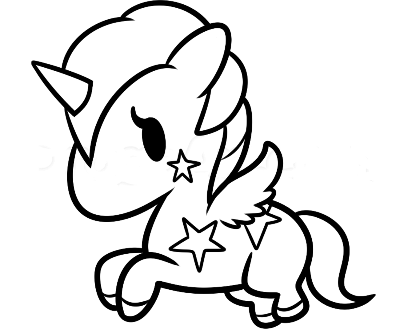 desenho de unicornio kawaii para imprimir e colorir