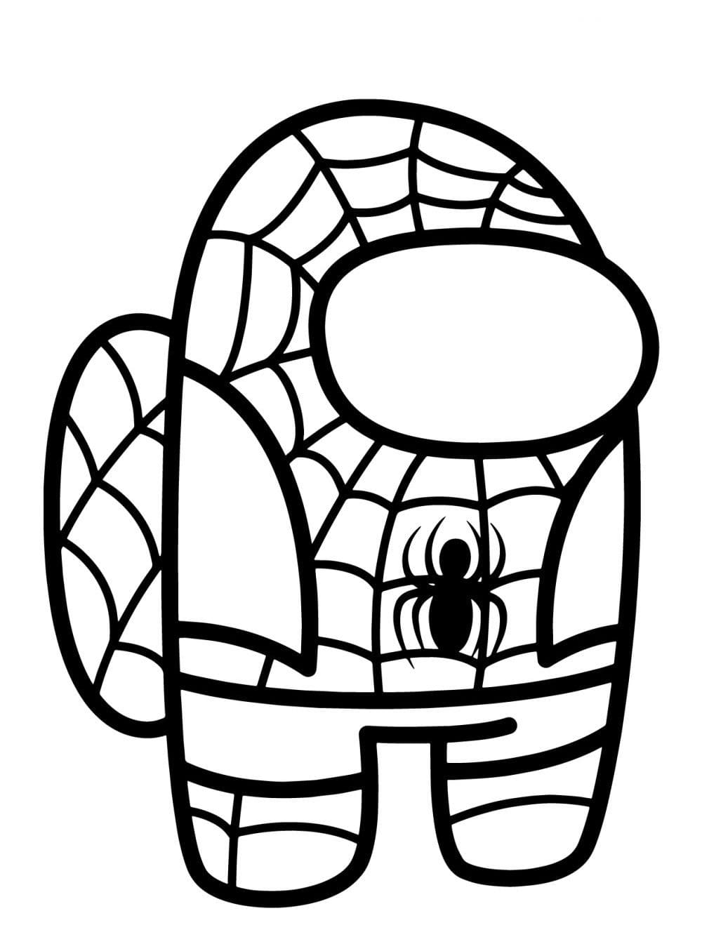 desenho do among us homem aranha para imprimir e colorir