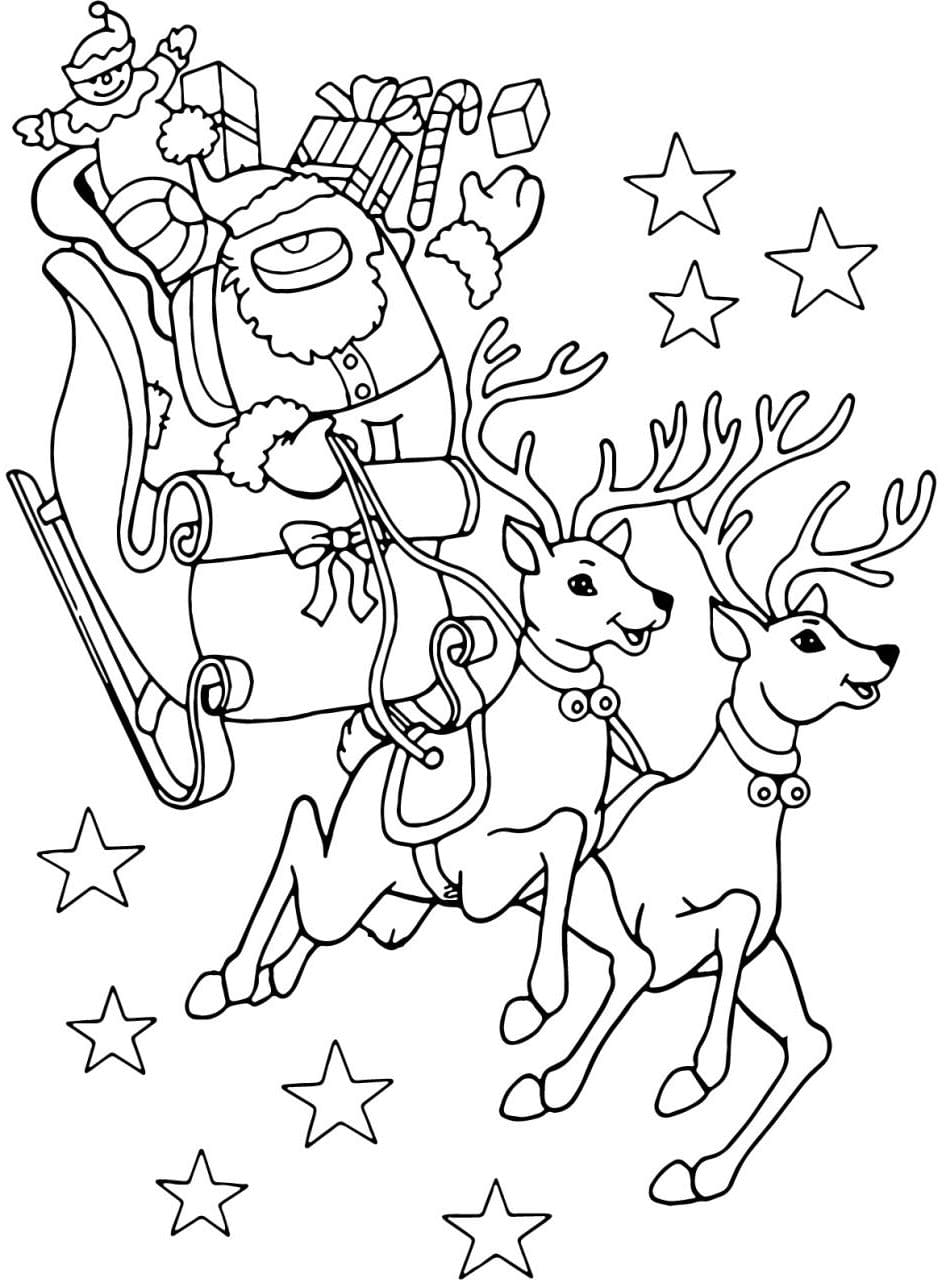 desenho de natal do among us papai noel para colorir