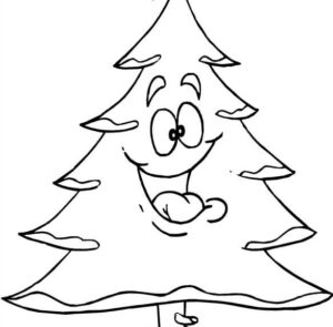 imagem de arvore de natal sorridente para pintar