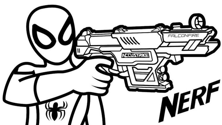 desenho de homem aranha com arma nerf para imprimir e colorir