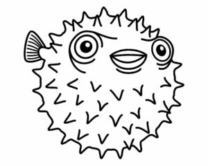 peixe baiacu para imprimir e colorir