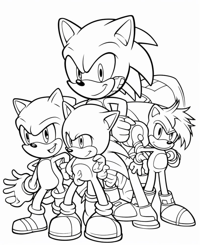 sonic e seus amigos para imprimir e pintar