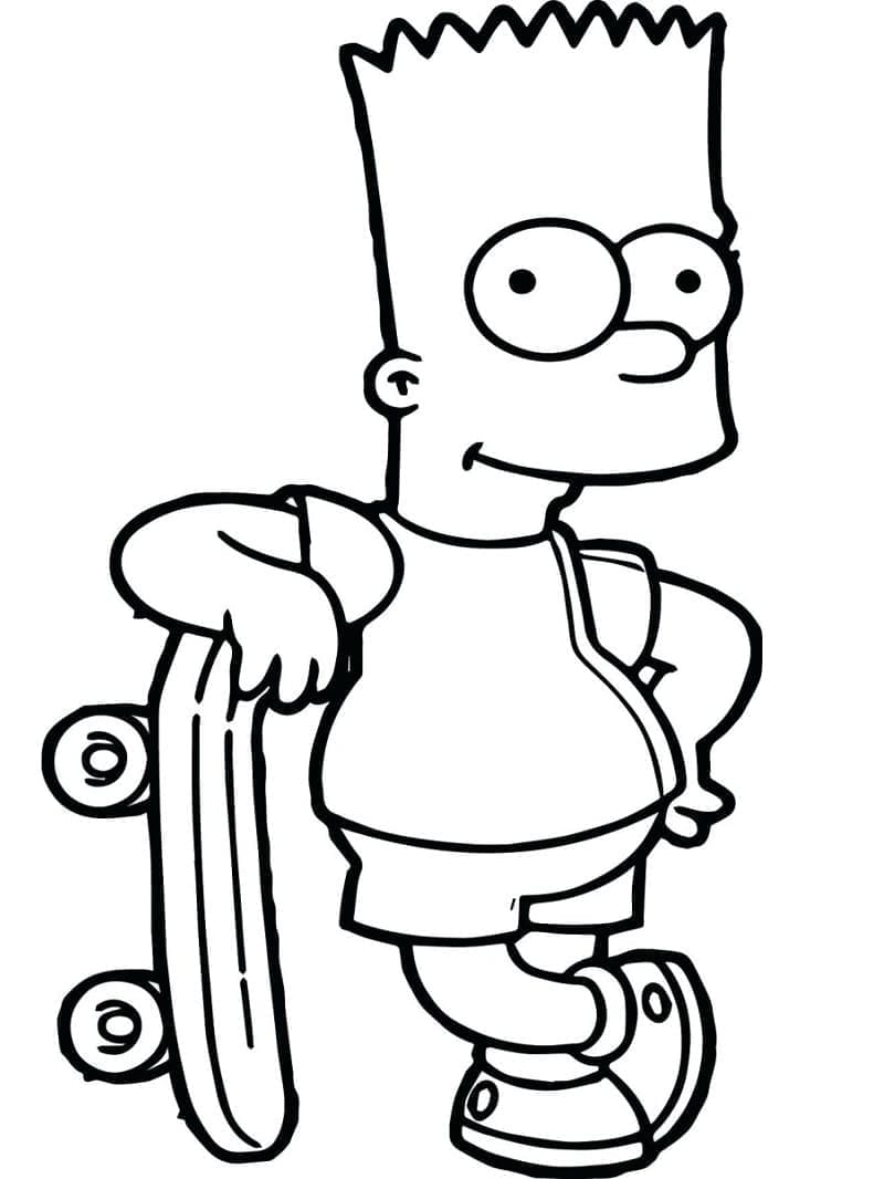 desenho bart simpson com skate para colorir