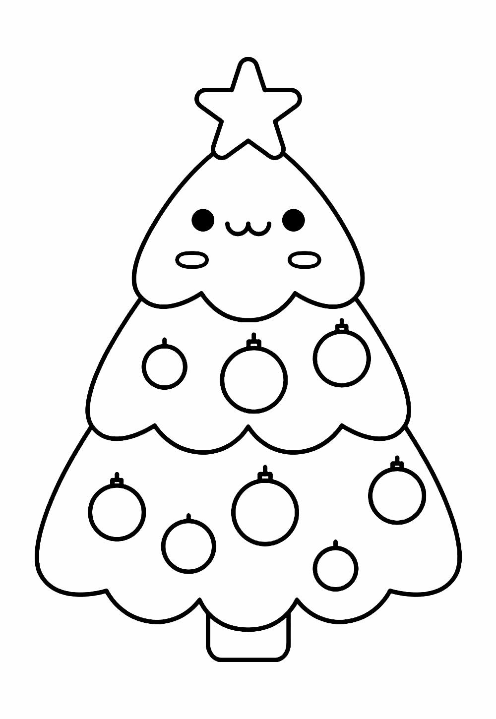 Arvore de Natal Kawaii para Colorir