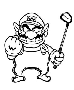 desenho wario jogando golfe para imprimir e colorir