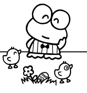 desenho de keroppi e pintinhos da pascoa para colorir
