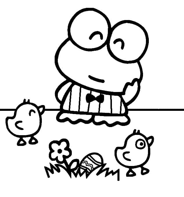 desenho de keroppi e pintinhos da pascoa para colorir