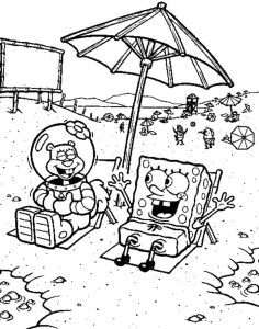 desenho de sandy e bob esponja para colorir