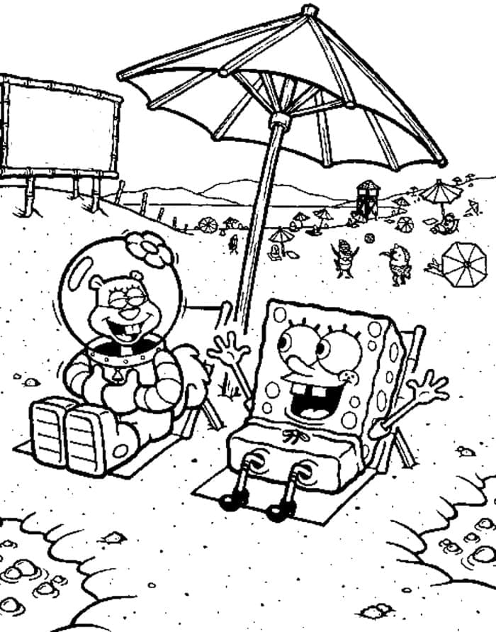 desenho de sandy e bob esponja para colorir