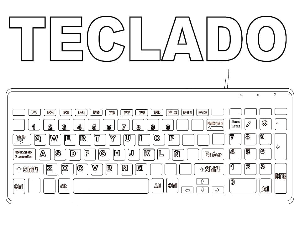 desenho de teclado perfeito para colorir