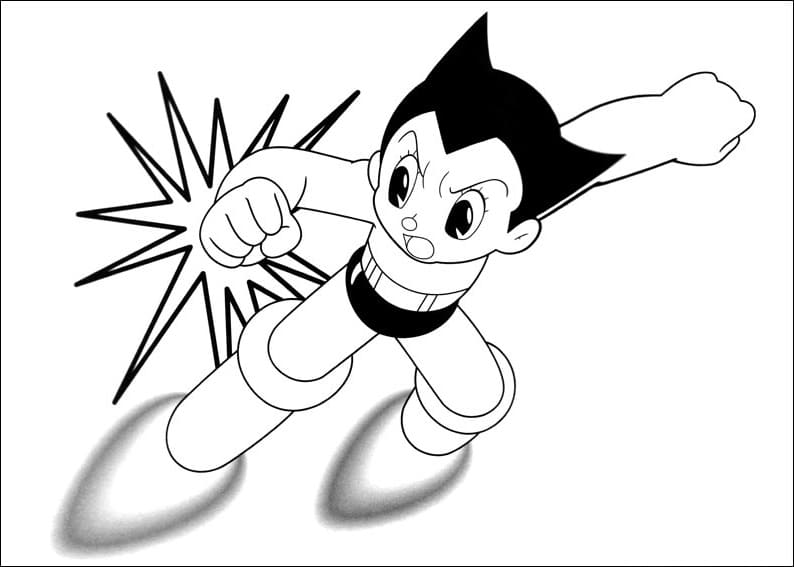 desenho de astro boy lutando para colorir