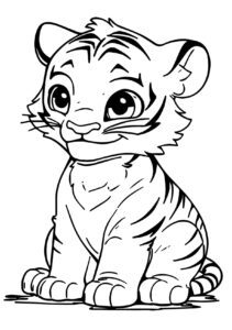 desenho de filhote de tigre animado para colorir