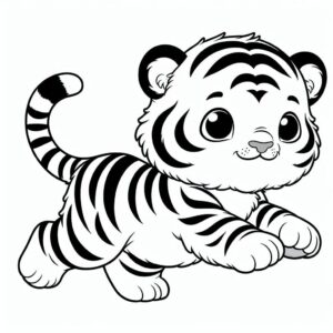 desenho de filhote de tigre correndo para colorir