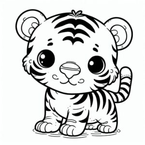 desenho de filhote de tigre fofo para colorir