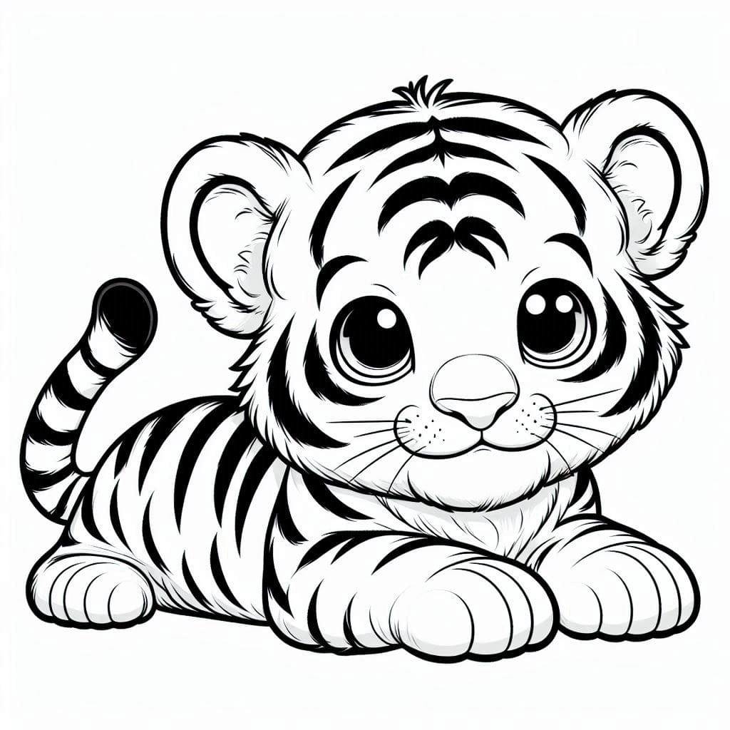 desenho de filhote de tigre imprimível para crianças para colorir