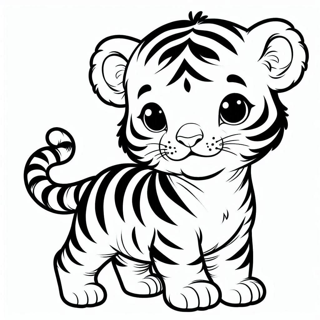 desenho de filhote de tigre muito fofo para colorir e imprimir