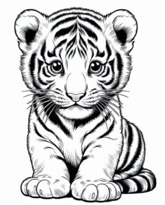 desenho de filhote de tigre realista para colorir