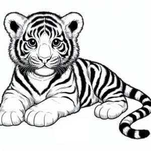 desenho de filhote de tigre realista para imprimir e colorir