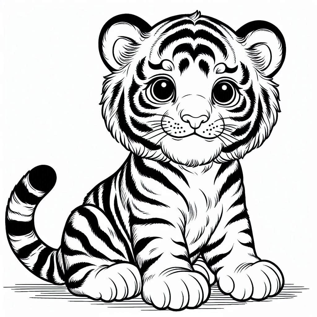 desenho de imprimível filhote de tigre para colorir