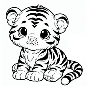 desenho de lindo filhote de tigre para imprimir e colorir