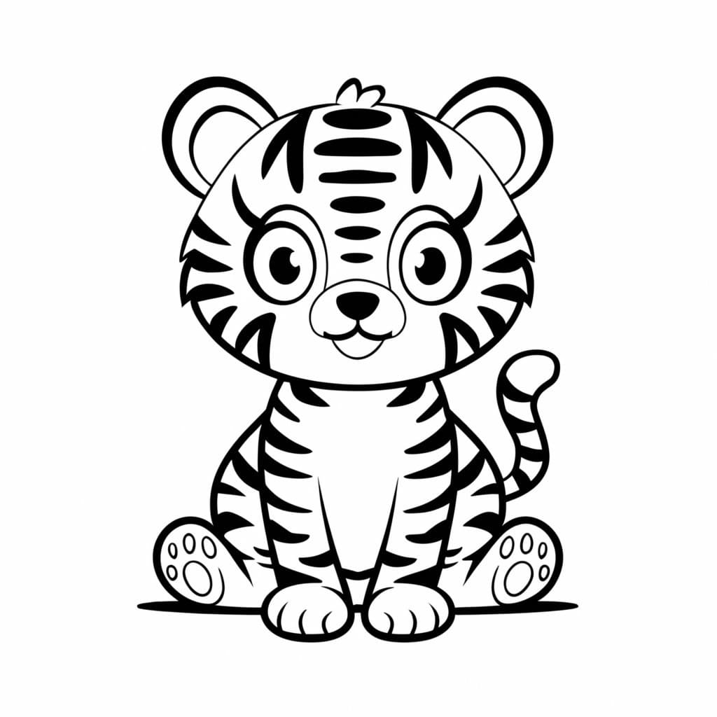 desenho de um filhote de tigre para pintar