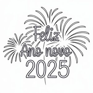 Desenho de Feliz Ano Novo 2025 Para Crianças de 5 Ano para colorir