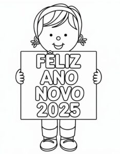 Desenho de Foto de Feliz Ano Novo 2025 para colorir
