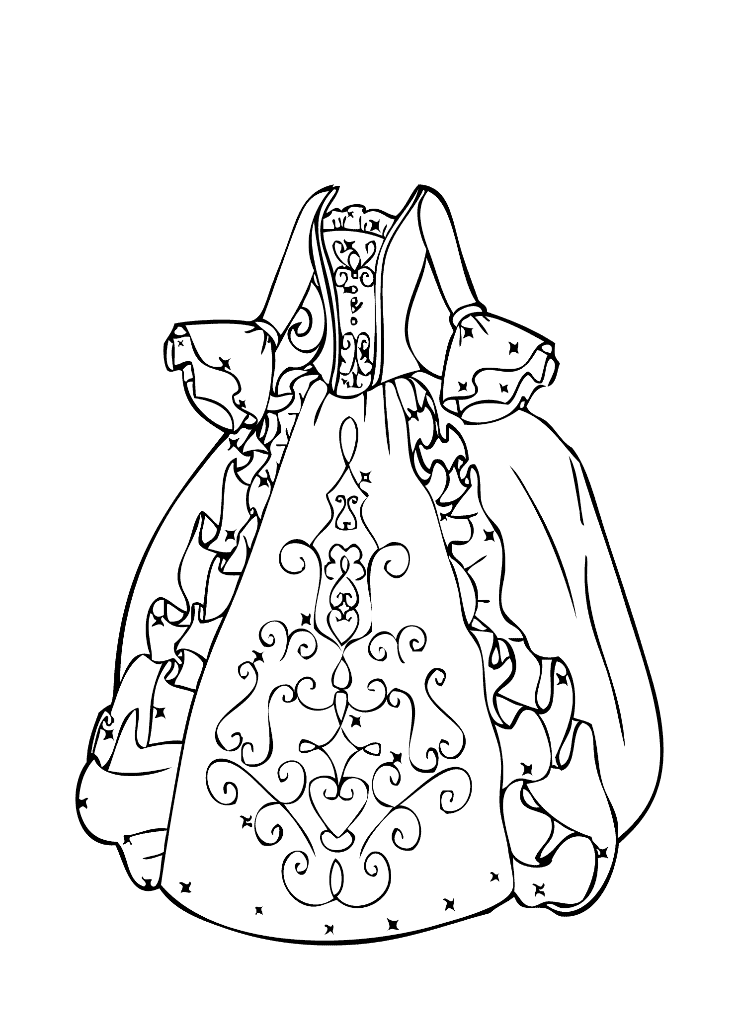 baixar desenho de vestido em-pdf para colorir grátis