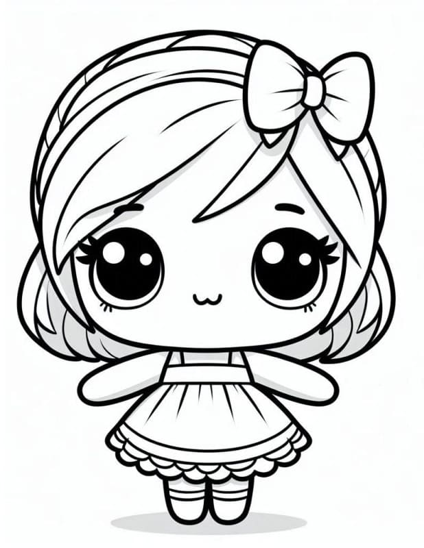 boneca kawaii para colorir