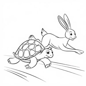 desenho de a lebre e a tartaruga conto por esopo para colorir