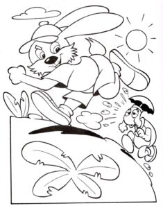 desenho de a lebre e a tartaruga imprimível grátis para crianças para colorir