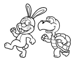 desenho de a lebre e tartaruga para colorir