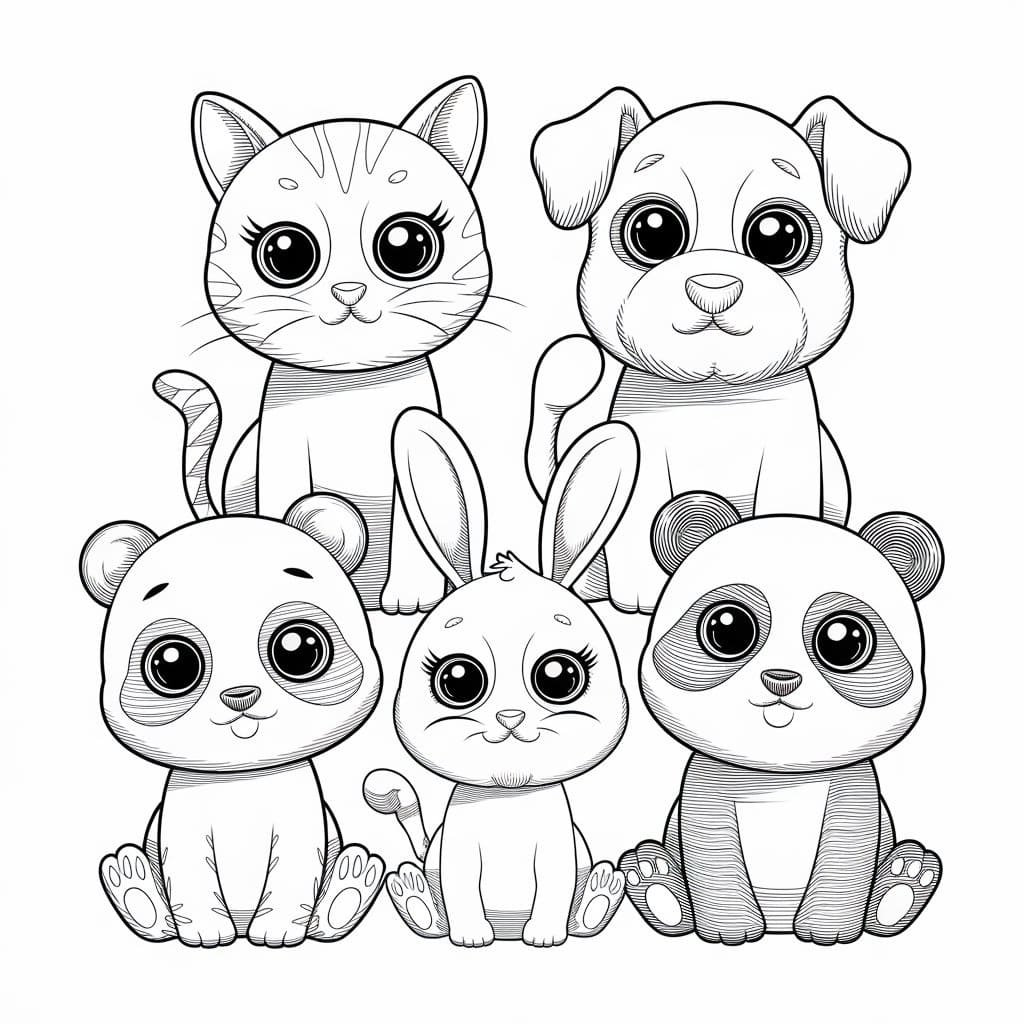 desenho de animais kawaii para crianças para colorir