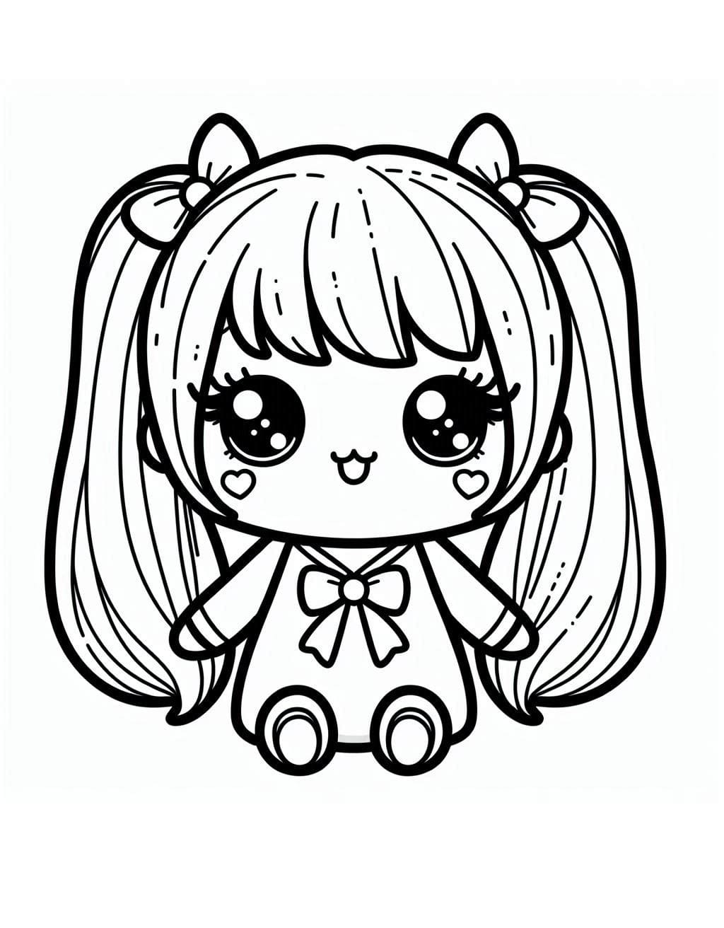 desenho de anime boneca kawaii para colorir