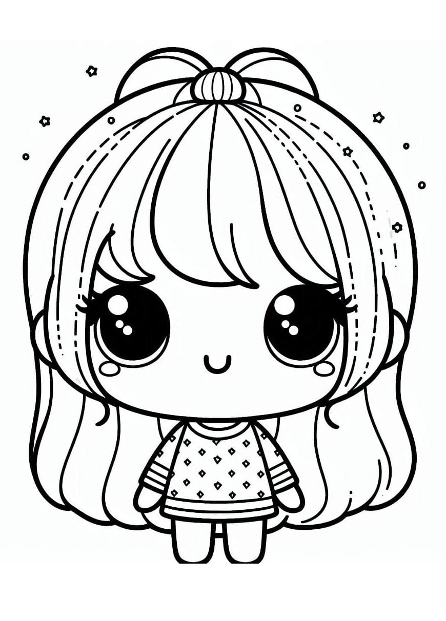 desenho de boneca kawaii fofa para colorir