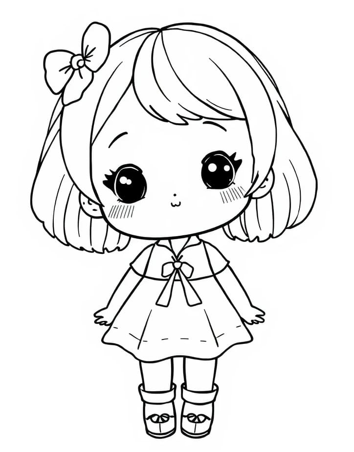 desenho de boneca kawaii para crianças de 3 ano para colorir gratuitamente