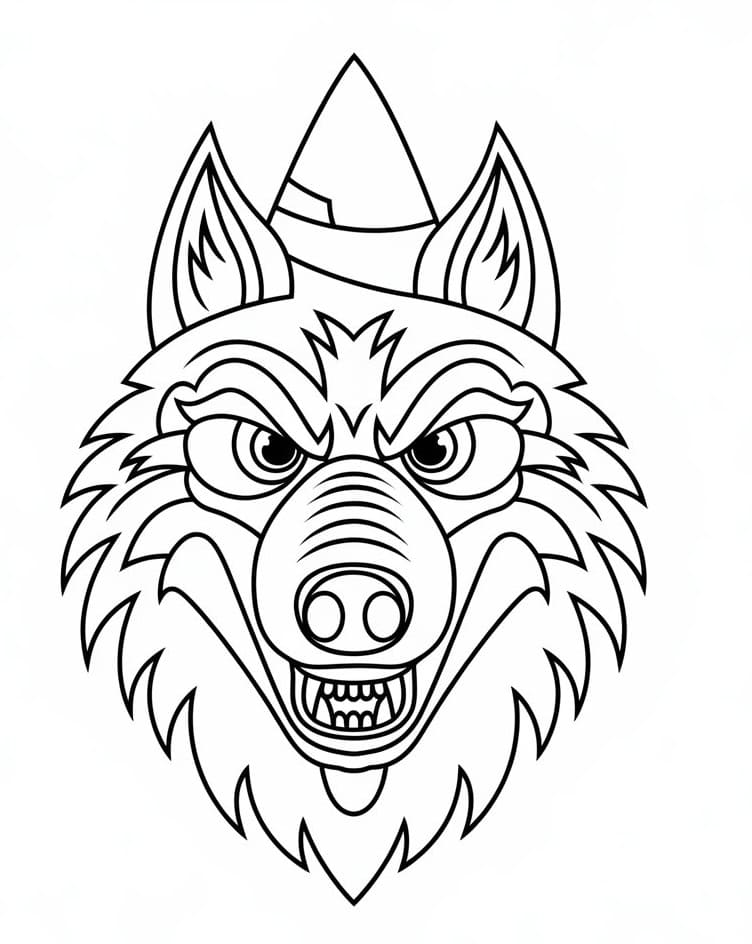 desenho de cara de lobo mau para imprimir e colorir