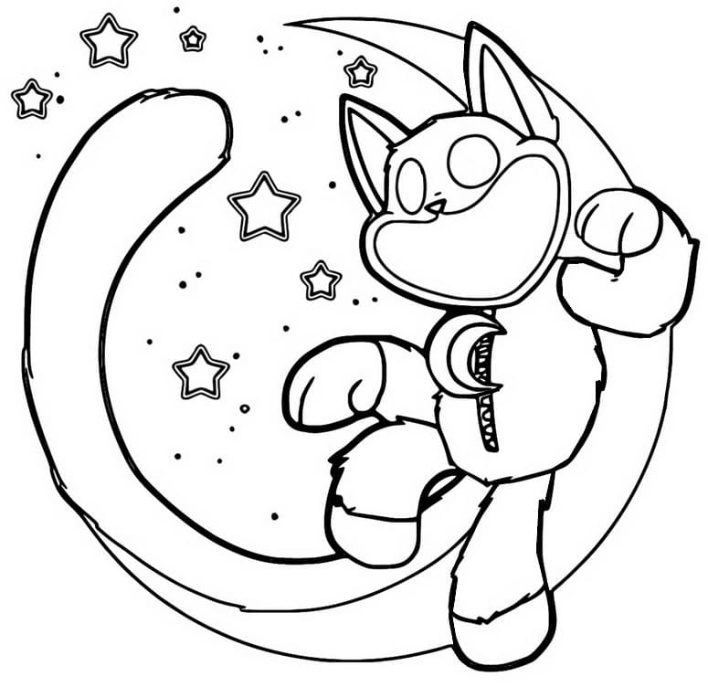 desenho de catnap e lua para colorir