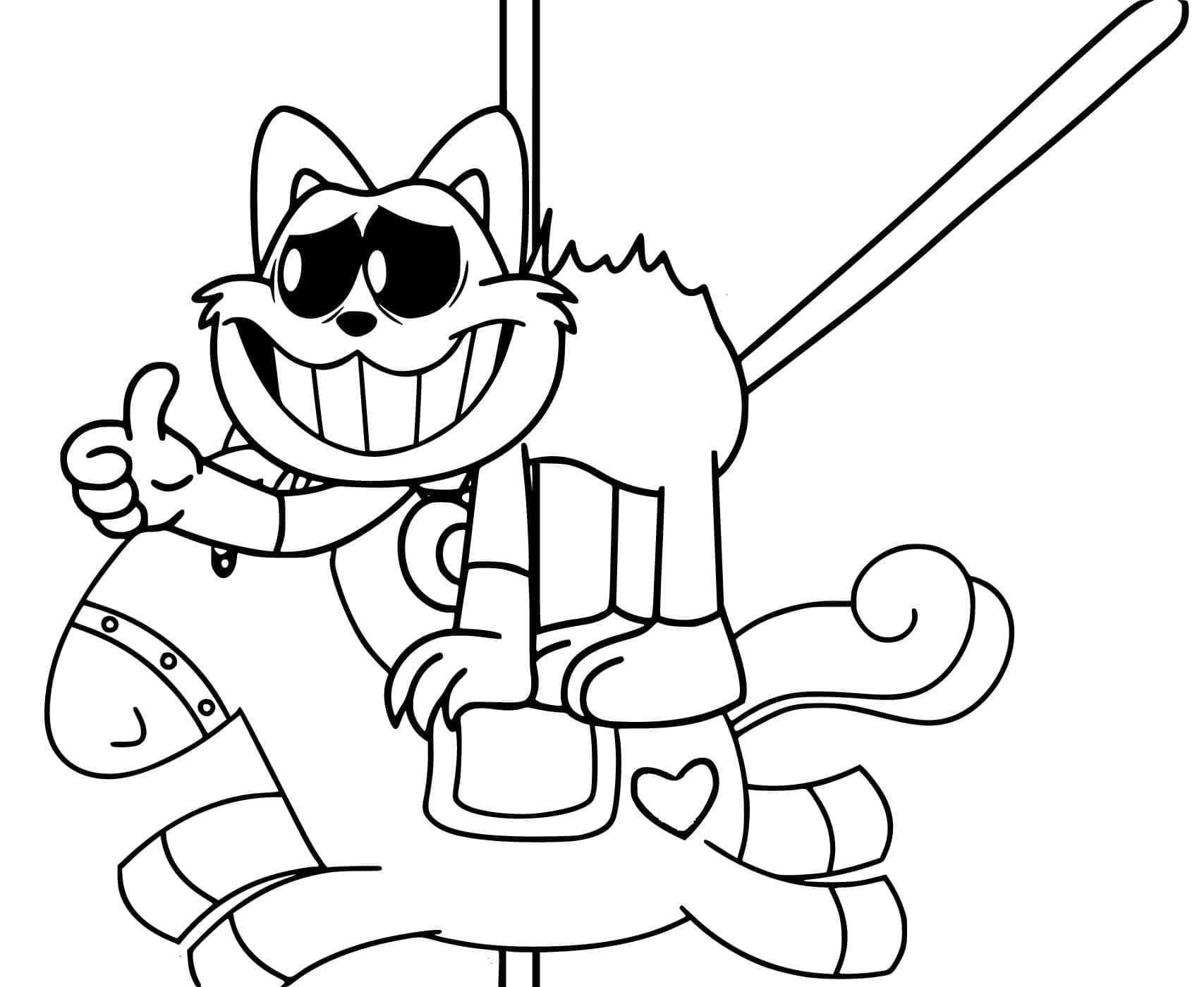 desenho de catnap engraçado para colorir