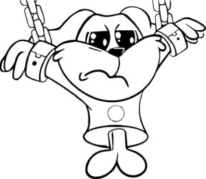 desenho de dogday preso com algemas para colorir