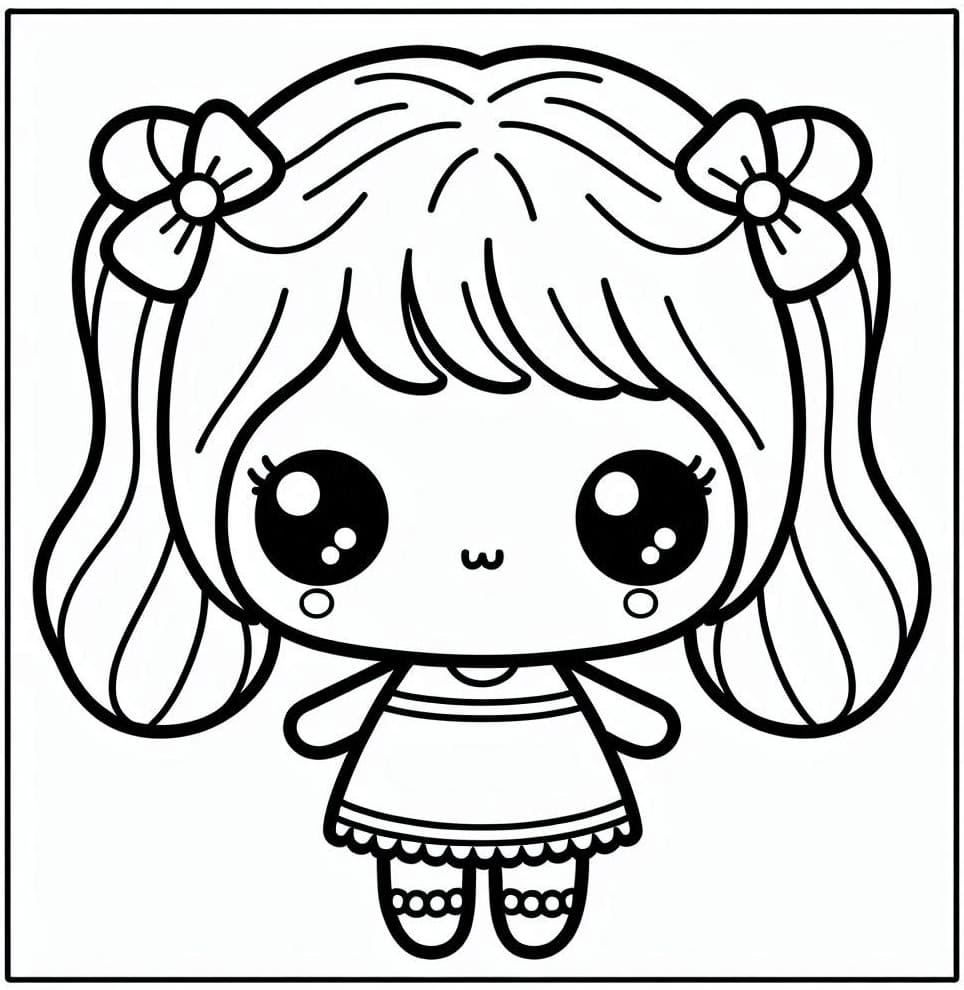 desenho de foto de boneca kawaii para colorir