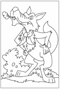 desenho de lobo mau imprimível para crianças para colorir