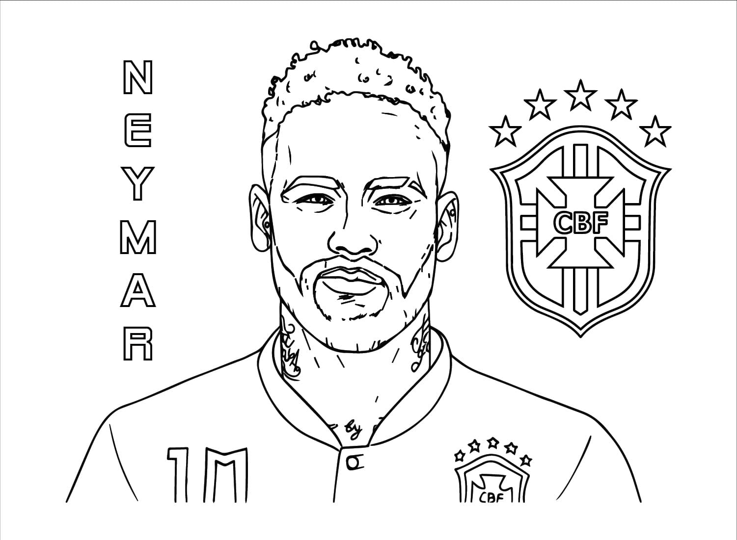 desenho de neymar jogador de futebol famoso para colorir