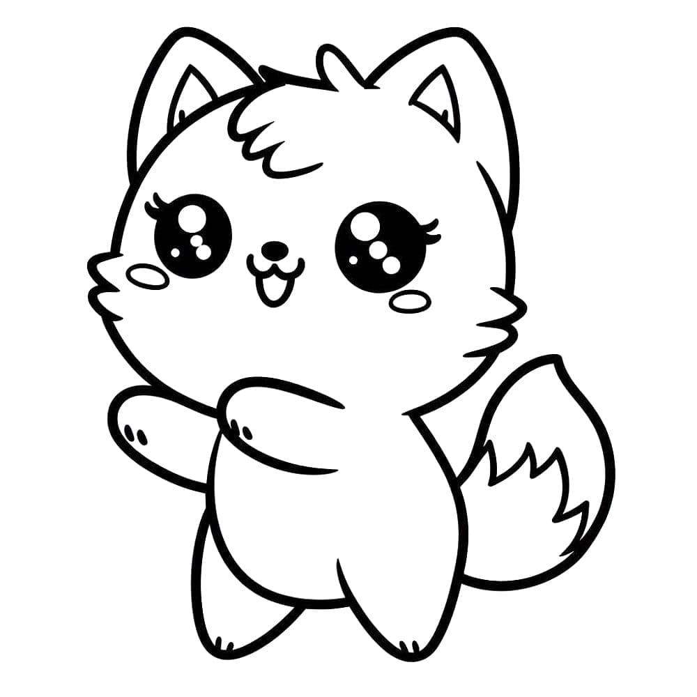 desenho de raposa kawaii para colorir