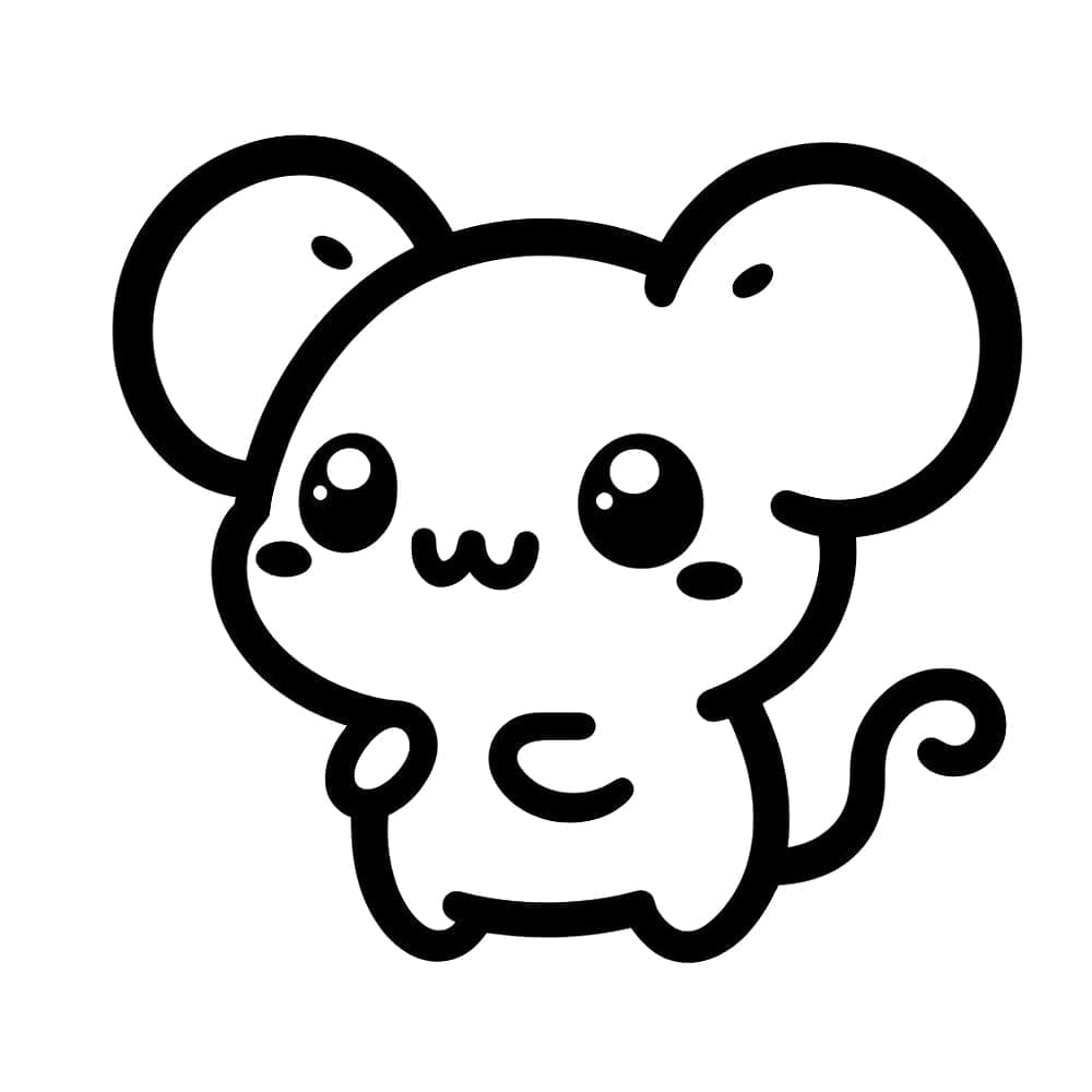 desenho de rato kawaii para colorir e imprimir