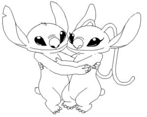 desenho de stitch e angel grátis para colorir