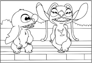 desenho de stitch e angel para crianças de 4 ano para colorir