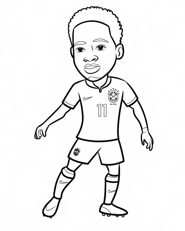 desenho do jogador de futebol brasileiro vinicius junior para colorir