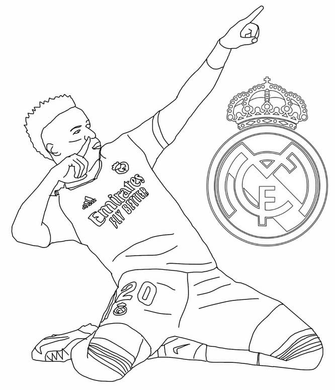 desenho do vinicius junior comemorando gol para colorir